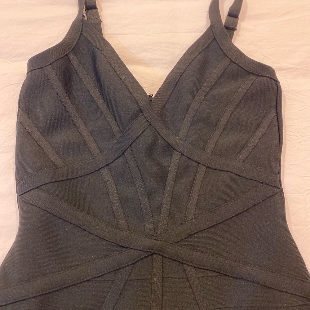 Lipsy plunge front fishtail bandage maxi dress size 0 in black